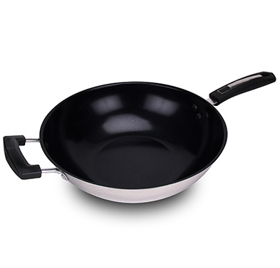 White steel non stick pan